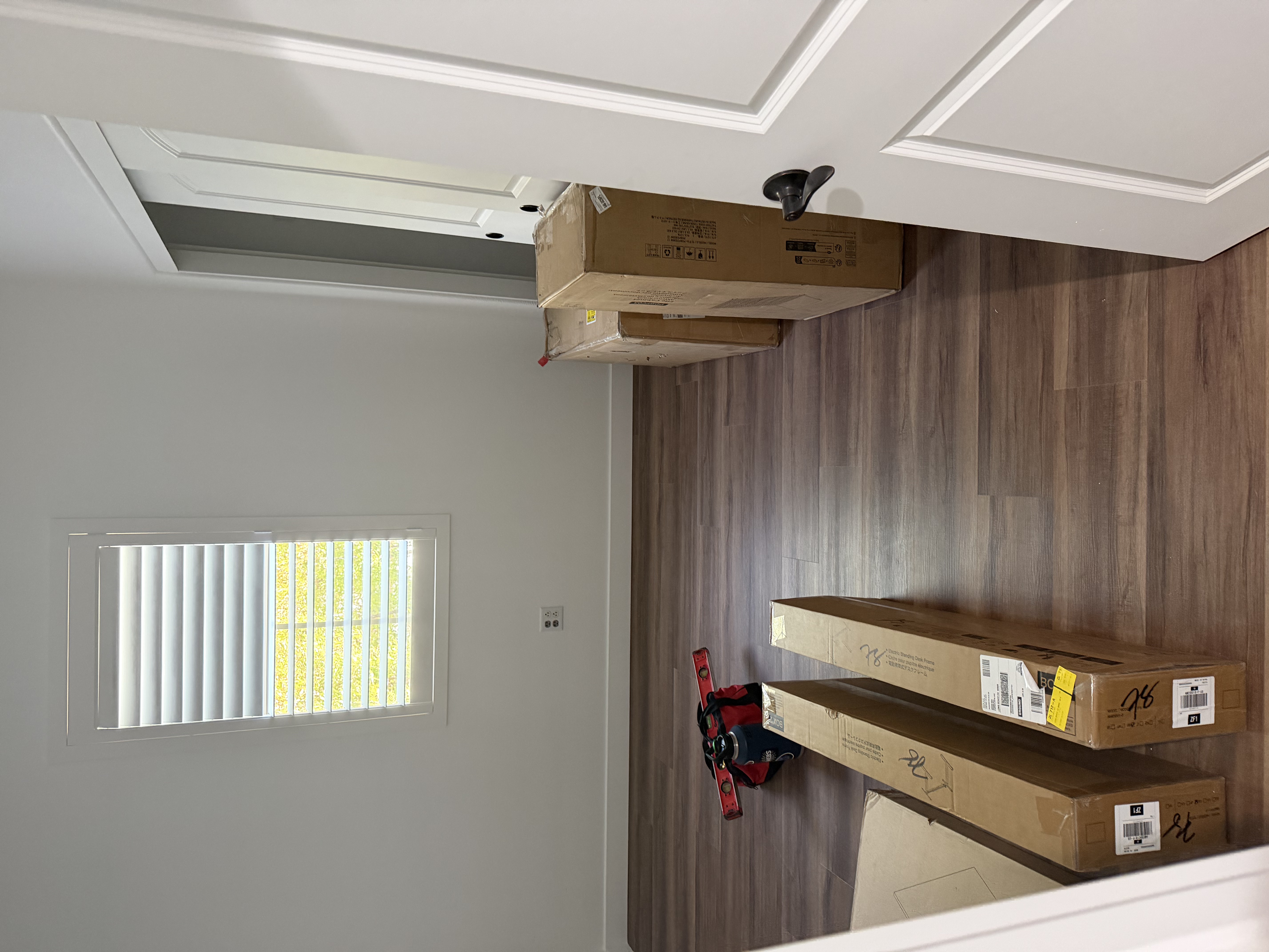 Office furniture unboxed and staged