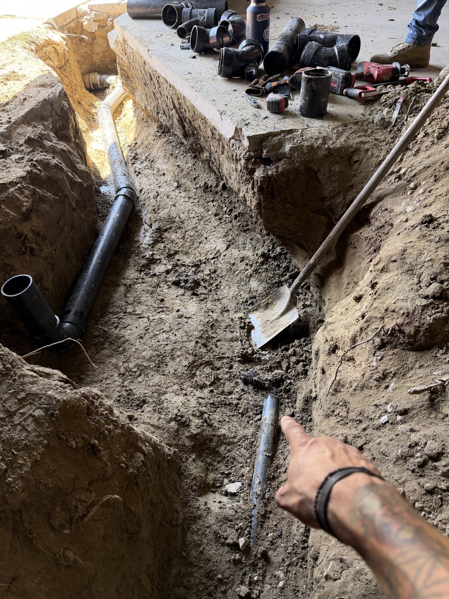 Dialing in the slope on the drain line