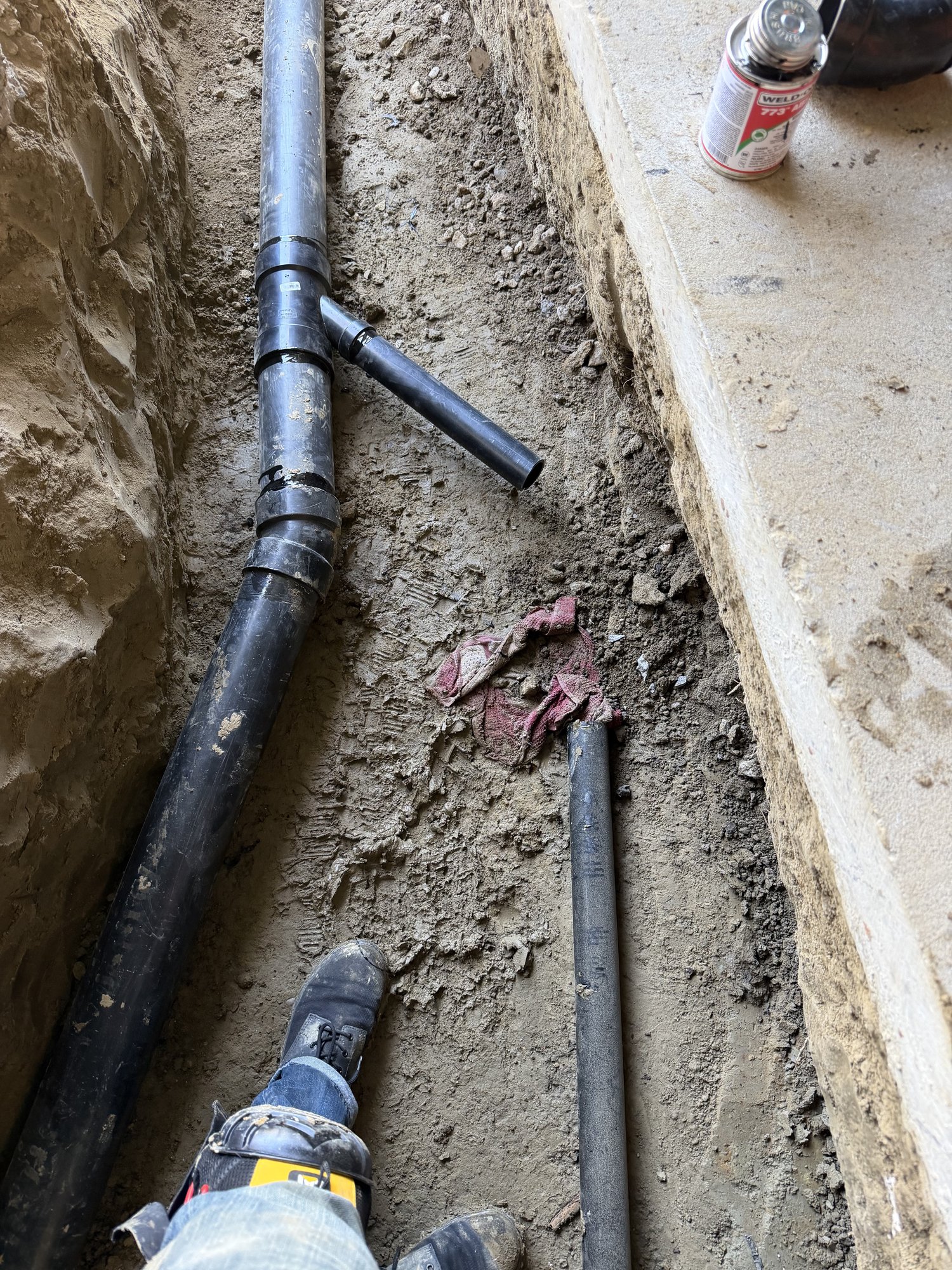 Prepping the next piece of pipe