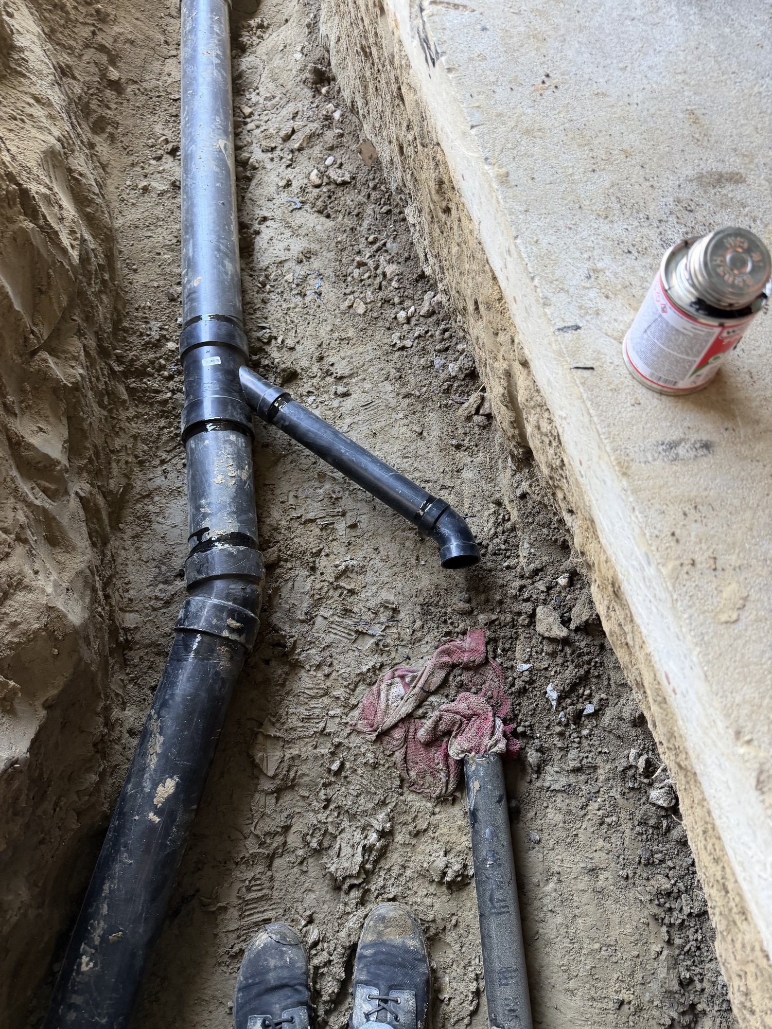 Plumbing piece set in final position